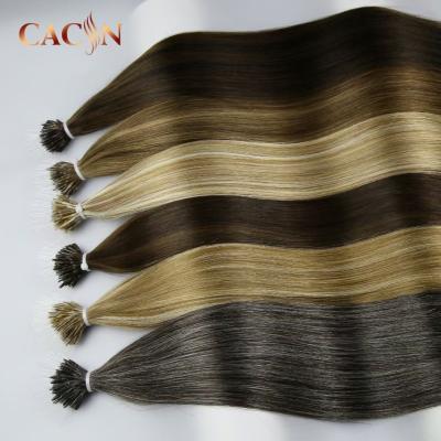 China Prebonded Ring Human Virgin Hair Nano Blonde Mongolian Blonde Link Hair Extension Silky Straight Wave Extensions for sale