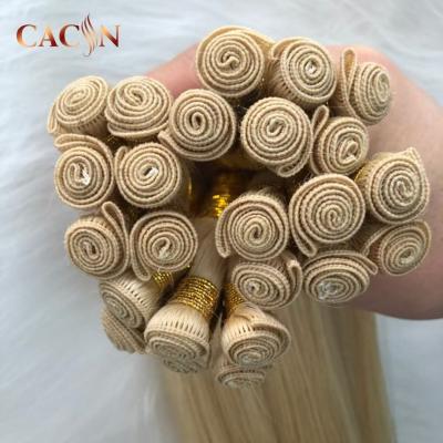 China Real Authentic Asian Silky Straight Hair Double Wave Weft Hand Drawn Tied Hair Weft Extension for sale