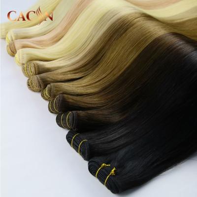 China Wholesale Unprocessed Silky Straight Wave Silky Straight 100% European Virgin Hair Double Human Hair Machine Weft for sale