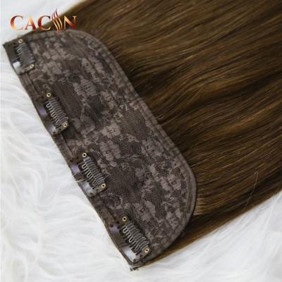 China Wholesale 100% Sourced Remy Virgin Human Halo Hair Silky Straight Double Wave Hair Extensions for sale