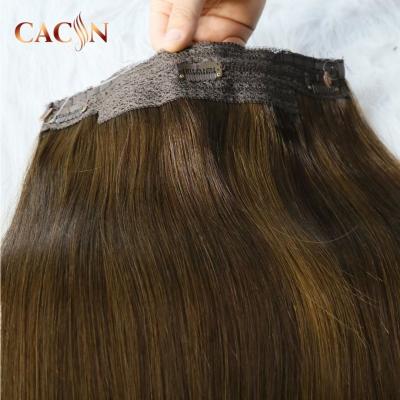 China Silky Straight Wave 10a Virgin Cuticle Aligned Highlight Halo Hair Extensions for sale