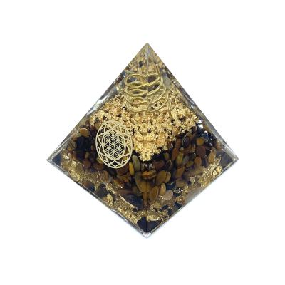 China The Other Natural 5x5cm Gemstone Tiger Eye Power of Life Orgonite Pyramid for sale