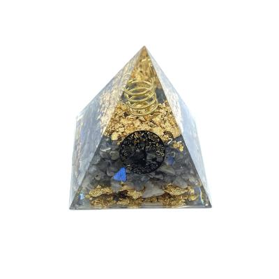 China Other 5x5cm Natural Gemstone Labradorite Tree of Life Orgonite Pyramid for sale