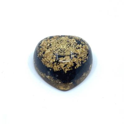 China Other Natural Gemstone Black Obsidian Sri Yantra Heart Orgonite for sale