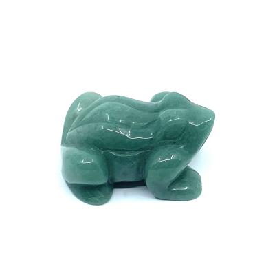 China Other Natural Gemstone Green Aventurine Hand Carved Large Frog Figurine for sale