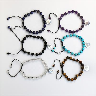 China Wholesale 8mm Casual/Sporty Natural Stone Beads With Stainless Steel Charm Bracelets for sale