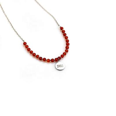 China Wholesale 4mm Casual/Sporty Natural Stone Beads With Stainless Steel Charm Necklace for sale