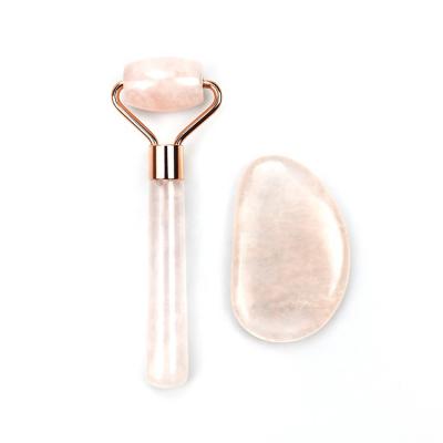 China Wholesale Rose Quartz Mini Massage Roller and Face Lift Guasha for sale