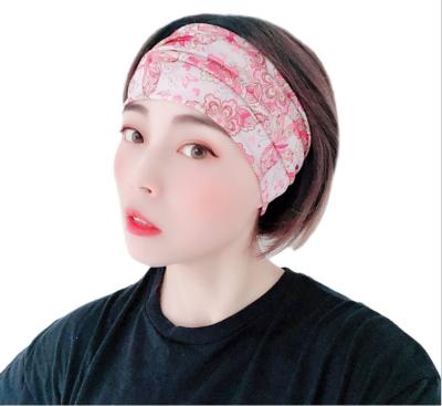 China New personality print yoga sports headband wash face ladies headwear wholesale Wide Thickness6cm for sale