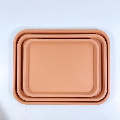 China Custom Plastic Serving Trays Stocked Anti-Slip Plastic Food Serving Tray for sale