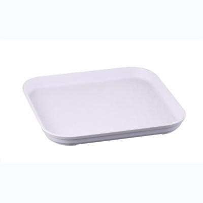 China Sustainable High Quality Reusable White Square Plastic Dinner Dish Snacks Dessert Dish for sale