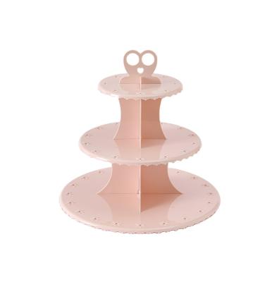 China Custom Multi-Layer Color Stocked Round Modern Cake Pop Stand Fancy Plastic Cupcake Stackable Bread Stand For Party Mini Cake Stand for sale