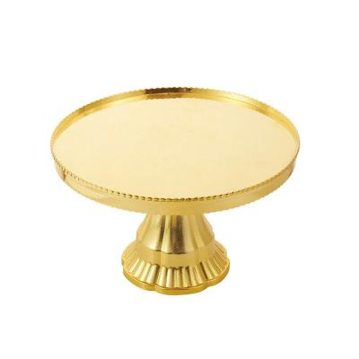 China Mini Wedding Baking Luxury Dry Viable Plastic Fruit Tray New Trend Plastic Round Color Tray With Base Gold Cake Gold Stand for sale