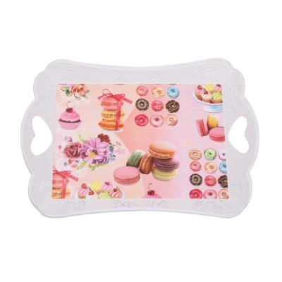 China Home Restaurant Hotel Catering Industry Print Serving Tray Plastic Trays Cheap Customized Rectangular Plastic Handles for sale