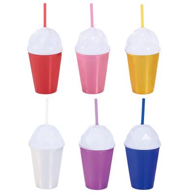 China Newest Household Single Wall Multi Color Tumbler Cups Pp Reusable Plastic Coffee Mug With Cover And Straw for sale