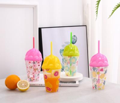 China Factory Outlet Reusable Single Wall Coffee Plastic Cups Milk Plastic Bubble Tea Tumbler Cups With Straw for sale