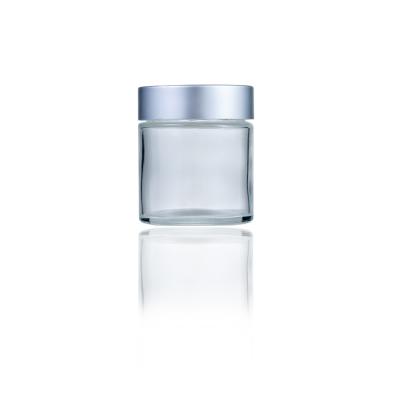 China Wholesale 100g Eco-friendly Recyclable Cosmetic Round Shape Jar Empty Glass Body Face Cream Jar Container With Silver Screw Top for sale