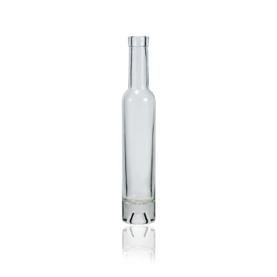 China Eco-friendly Recyclable 200ml Flint High Empty Cylinder Shape Slim Cork Top Vodka Gin Glass Bottle Ice Wine Liquor Bottle for sale