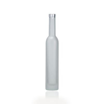 China Slim Cork Top Frosted Beverage Juice Ice Wine Vodka Spirit Liquor Glass Bottle Eco-Friendly Recyclable Hot Sale 375ml Long Neck for sale