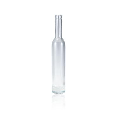 China 375ml Neck Vodka Spirit Glass Liquor Bottle Thin Clear Round Ice Wine Bottle Eco-friendly Factory Wholesale Recyclable Long for sale