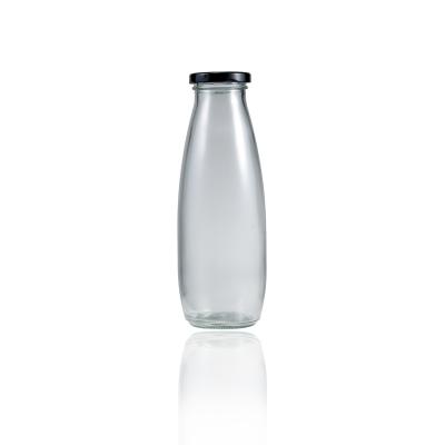 China Wholesale Cheap Empty Clear Round Glass Juice Milk Bottle Eco-friendly Recyclable 500 Ml With Metal Lid Drink Bottle for sale