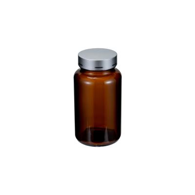 China Wholesale 300ml Amber Pharmaceutical Medical Capsule Container Pill Tablet Eco-friendly Recyclable Glass Bottle With Silver Cap for sale