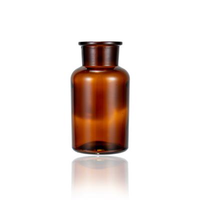 China Amber Brown Chemical Laboratory Medicine Glass Reagent Bottle 250ml Wide Mouth Empty Recyclable Eco-friendly Wholesale With Cork Top for sale