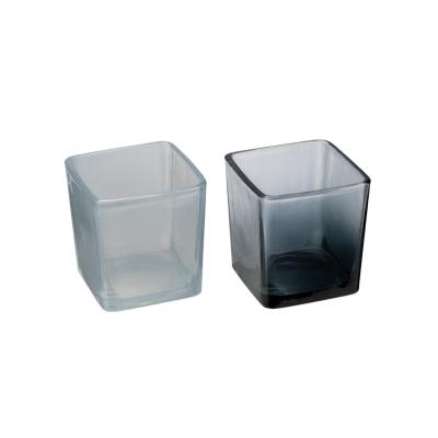 China Eco-friendly 200ml 6oz Recyclable Custom Decorative Empty Cube Square Shape Candle Containers Colorful Scented Glass Jars for sale