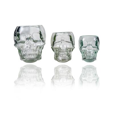 China Eco-friendly Recyclable Unique 80ml 150ml 350ml Drinking Clear Skull Head Shaped Vodka Shot Glass Wine Cup Whiskey Glassware for sale