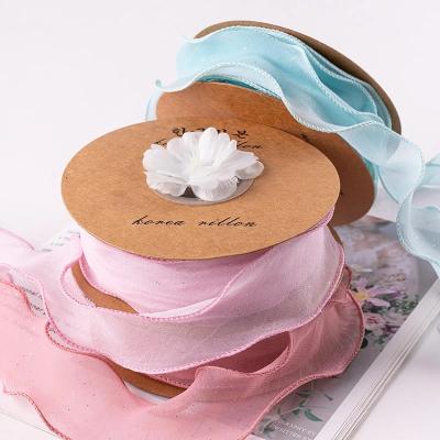 China 4cm Wire Ribbon Floral Fishtail Flower Wrapped Wire Band Gift Wrapping Ribbon Colorful and Fashion for sale