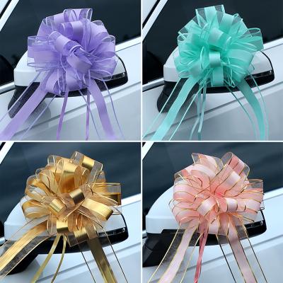 China Large Organza Luster Pull Bow Mixed Color Present Wrapping Bow Pull Bow With Ribbon For Wedding Gift Baskets for sale