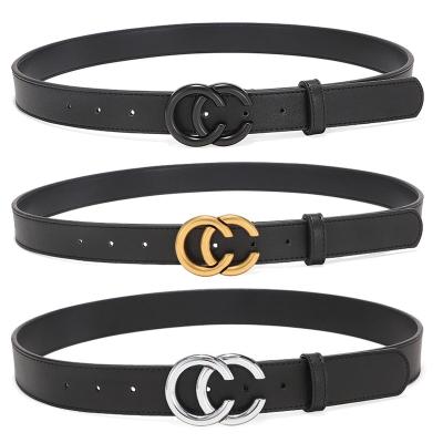 China 2021 New Double Ring Alloy Buckle Leather Double Buckle Fashion Women's Genuine Leather Belt For Jeans for sale