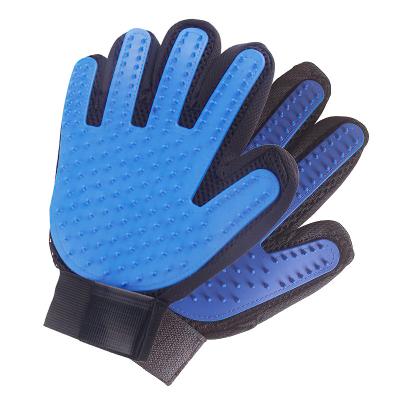 China Stocked Pet Grooming Brush Gloves Pet Hair Friendly Soft Rubber Skin Remover Soft Deshedding Glove for sale