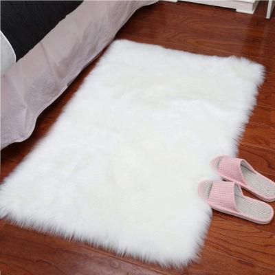 China Washable Super Soft Sheepskin Blanket Faux Fur Area Rugs For Bedroom Floor Shaggy Carpet Plush Bedside Rugs for sale