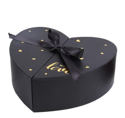 China Recyclable Luxury Double Empty Paper Gift Open Heart Shaped Chocolate Box Gift Wrapping Rose Flower Box for sale