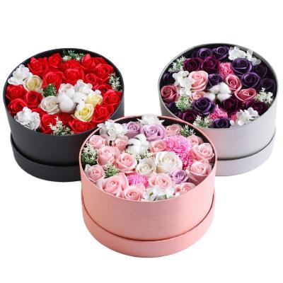 China Handmade Wholesale Creative Plant Cardboard Round Square Flower Festival Gift Boxes With Ribbon for sale