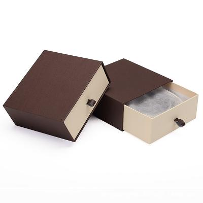 China Recyclable Custom Eco Friendly Small Kraft Paper Cardboard Paper Drawer Gift Box Black Packaging With Drawstring for sale