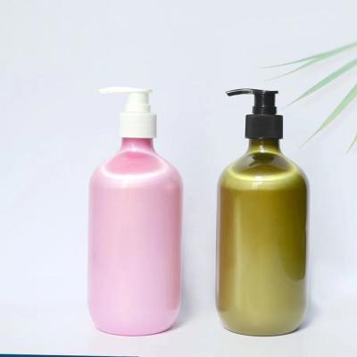 China Eco-friendly Packaging 16oz 500ml Green PET Soap Pump Bottle Dispenser For Shampoo Lotion Shower Gel Body Wash Bathroom Cosmetic Packaging Container for sale