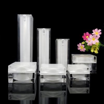 China Wholesale Factory Price Skin Care Cosmetic Bottles Bottles Skin Care Packaging Silver Acrylic for sale