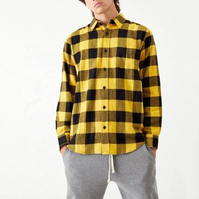 China Custom Regular Button Front Plaid Flannel Shirt Anti-Shrink Soft Long Sleeve Shirt for sale