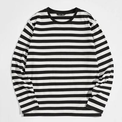 China QUICK DRY casual cotton full sleeve t-shirt for men round neck pullovers round neck striped tee for man for sale