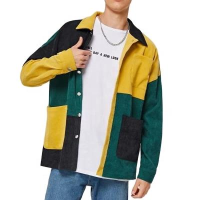 China 2021 Mens Jackets Latest Design Good Quality Types Colorblock Patch Pocket Corduroy Jacket QUICK DRY Latest for sale