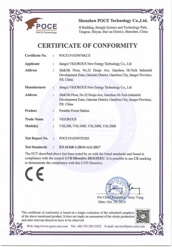 FCC - Jiangxi Vigorous New Energy Technology Co., Ltd.