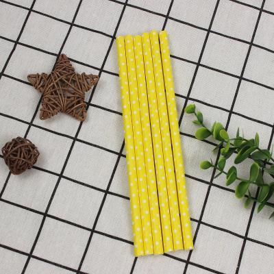 China Manufacturers Yellow Biodegradable Drinking Paper Straw 7mm*198mm Traditional Disposable Decorative Plain Wrapping Paper Straws for sale