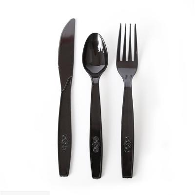 China Disposable/Sustainable/Stocked Plastic PS Black Cutlery For Dubai Restaurant for sale