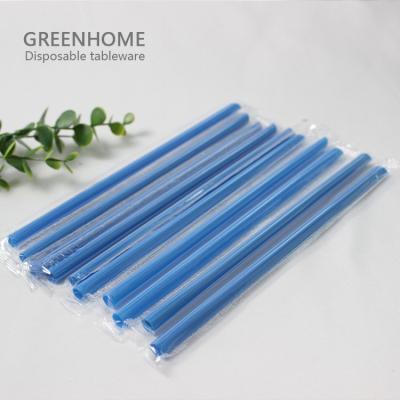 China Tableware 210mm Blue Custom Logo Printing Disposable/Eco-friendly/Biodegradable Length PP Disposable Plastic Straw For Drinking for sale