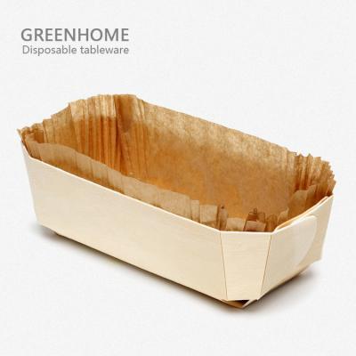 China Restaurant Kitchen Disposable Bread Toast 185*115*55mm Wooden Baking Mold for sale