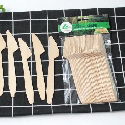 China Reinforced Wooden Knife Disposable Eco-friendly Stored Eco-friendly Disposable With Logo Printing Card Customized In Poly Bag for sale