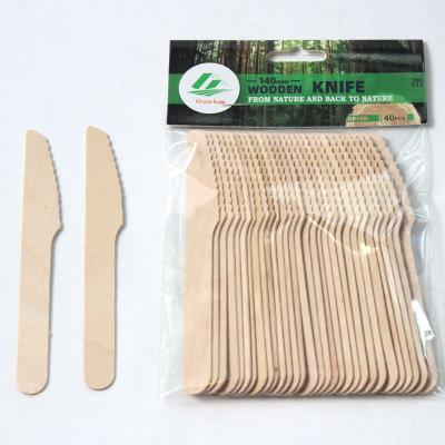 China 146mm Disposable Wooden Knife Eco-friendly Stored Eco-friendly Disposable With Logo Printing Customized In Poly Bag for sale