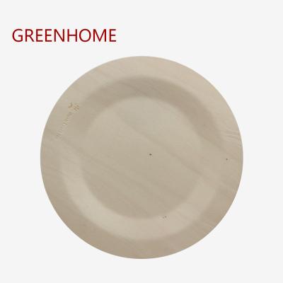 China Customized 100% Biodegradable Size Biodegradable Restaurant Round Wooden Pizza 280mm Dishes for sale